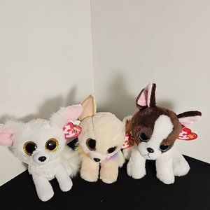 Lot of 3- Ty Beanie Boos DOGS Chewey (2020), Portia (2019) & Phoenix (2020)